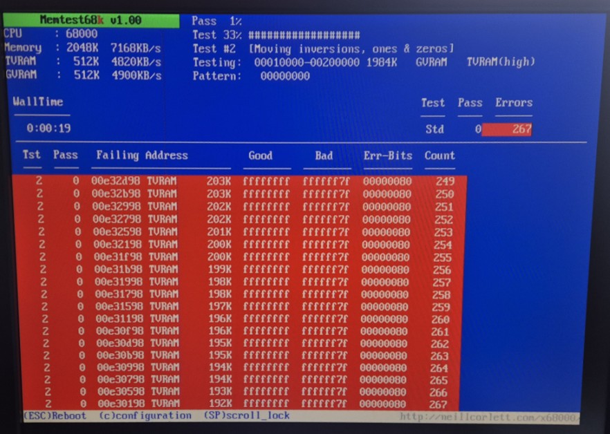 memtest68k showing errors