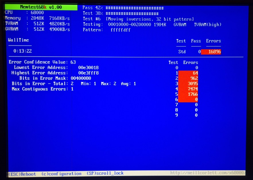memtest68k showing errors